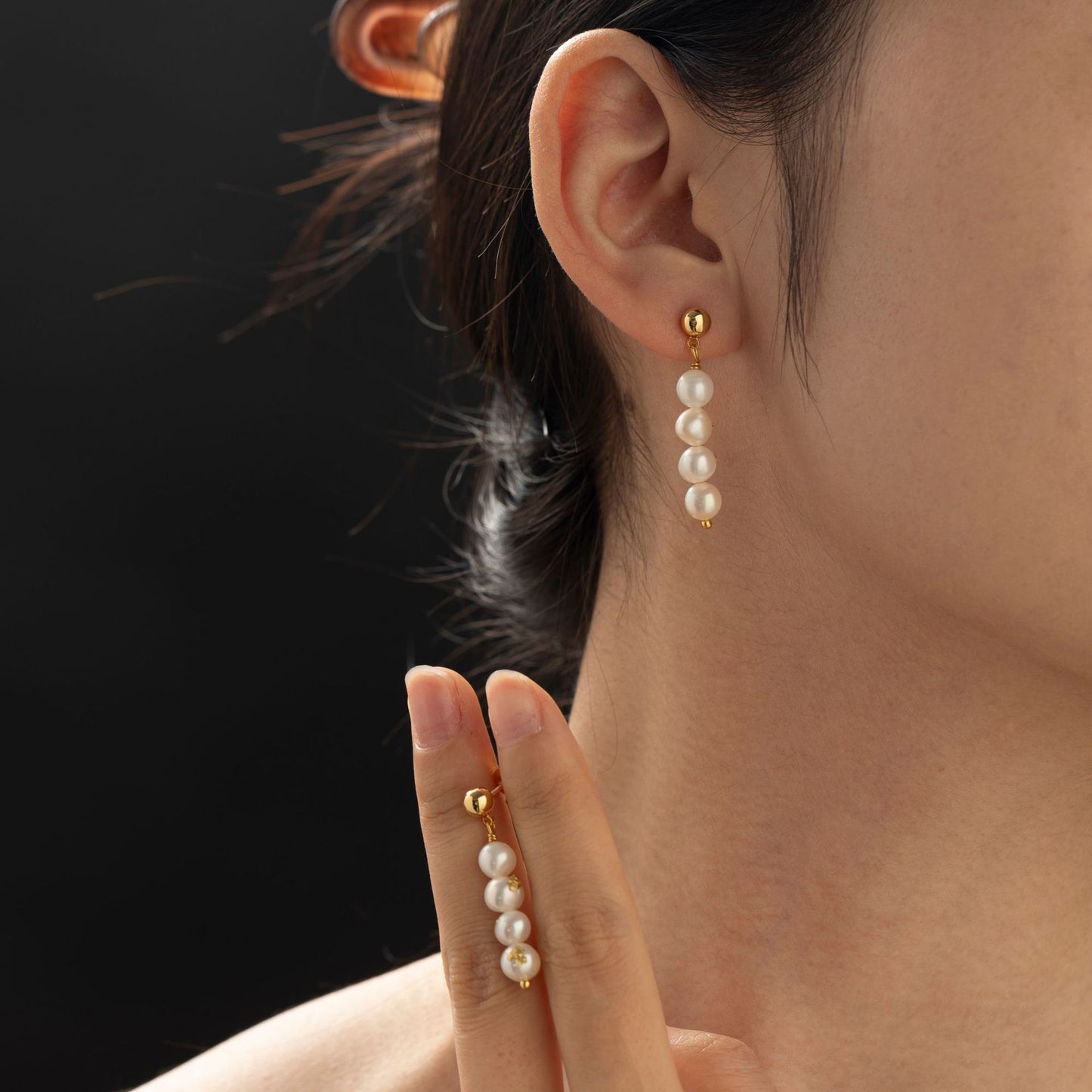 Brass Gold-plated Real Pearl Earrings