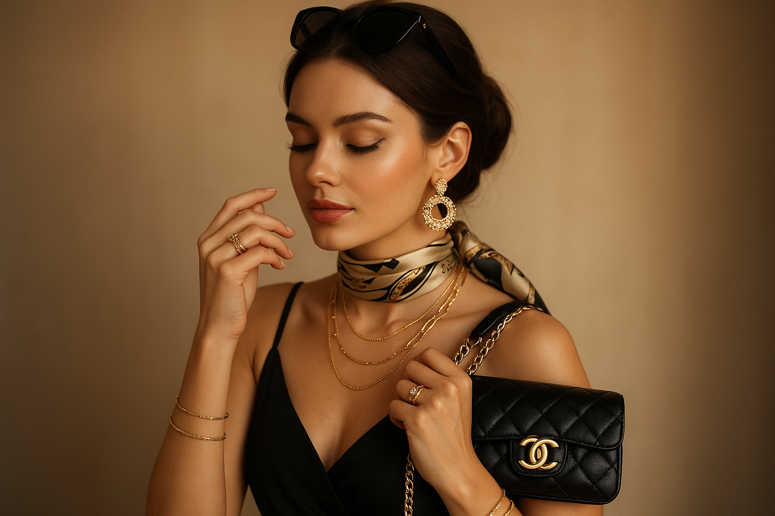 a women wearing jewlery and accessories